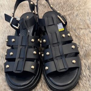 Kenneth Cole Black Studded Gladiator Sandals - Women